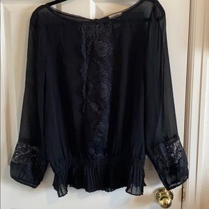 Cache black silk blouse